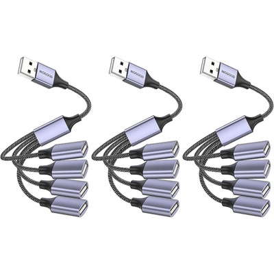 USB Splitter 4 in 1 USB Hub Adapter mit 4 USB Buchsen Multi Port Kabel für PC