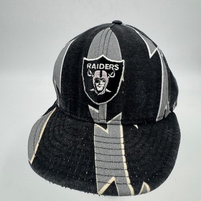Vintage Zubaz Los Angeles Raiders Snapback Hat Black Grey Zebra NFL Made in USA