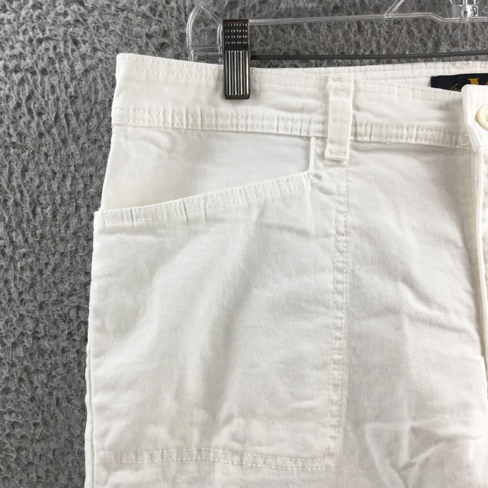 Pantalones cargo Gloria Vanderbilt para mujer 16 blancos mezcla de algodón tiro alto frente plano Foto 3 de 4
