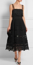 SELF PORTRAIT black Guipire Lace Paneled Ponte Dress SZ 8