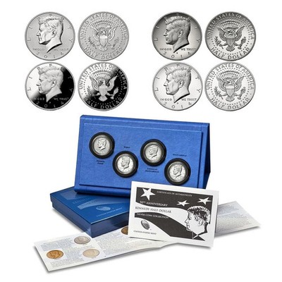 (1) 2014 John F Kennedy 1/2 Dollar 50th Anniversary 4 Coin Proof Set w/Box & COA