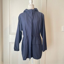 Anatomie super lightweight hidden hood full zip Navy Jacket Sz M travel