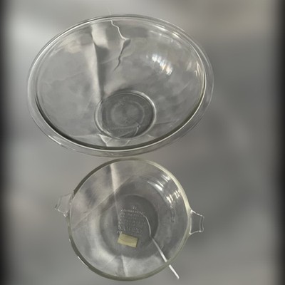 Vintage PYREX 10  #325 Clear Glass 2.5L Ribbed Mixing Bowl & #019 dish 5.5 inch