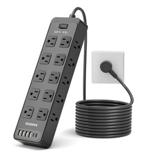 Flat Plug Power Strip Surge Protector with 20 AC Outlets 6 USB Chagring Ports...