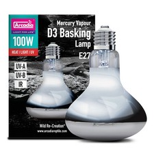 ARCADIA D3 BASKING LAMP 100W E27 REPTILE BULB HEAT LIGHT UV UVA UVB IR INFRARED