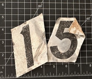 “1”, “5” Address #’s from Pig Stand Restaurant San Antonio, 1508 Broadway 3”x4”