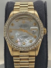 Rolex Day-Date 36mm 18k Yellow Gold President White MOP Diamond Dial Bezel 18238
