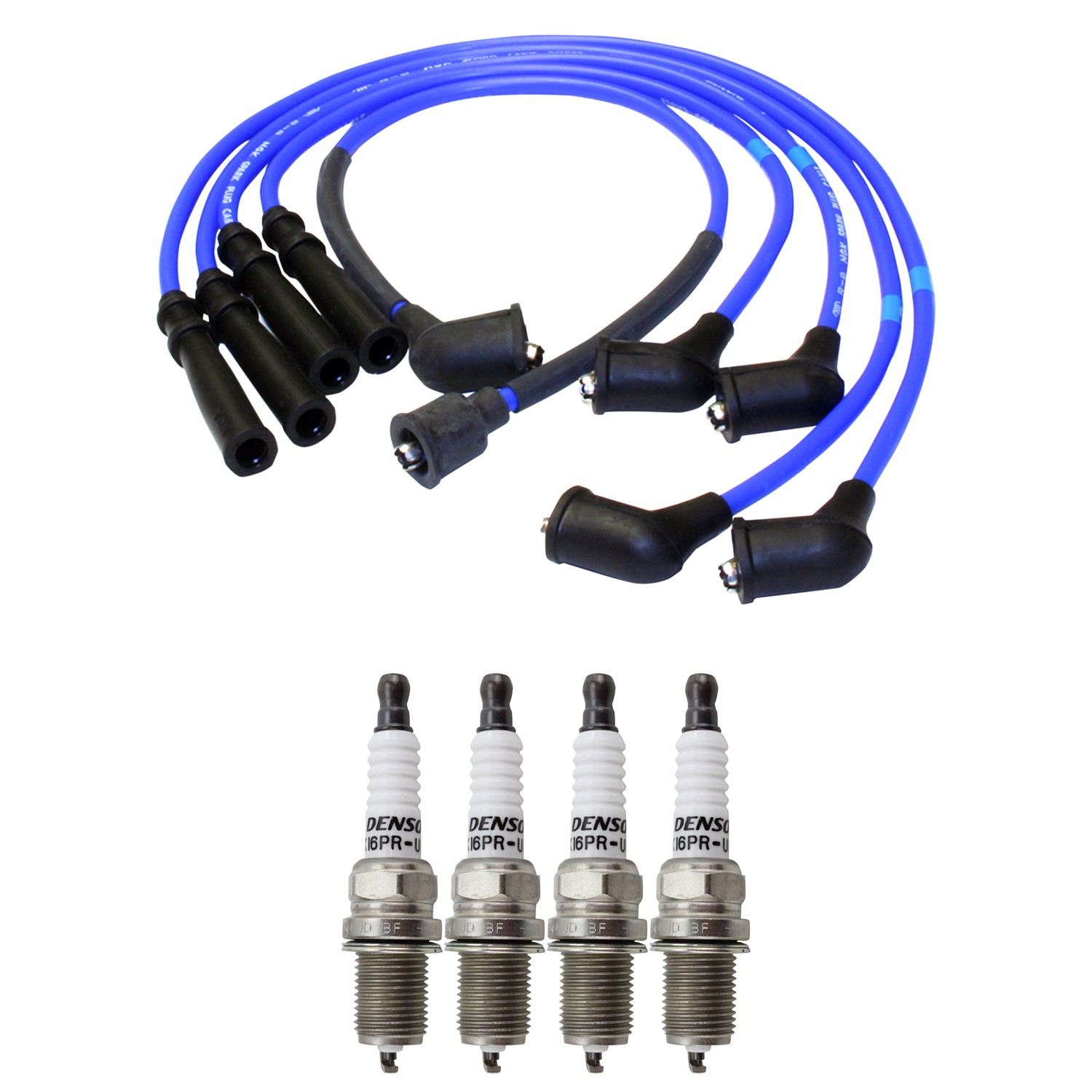 NGK Wire Set  Denso 4 Standard Spark Plugs Kit for Protege Base DX SE 4WD L4 NA