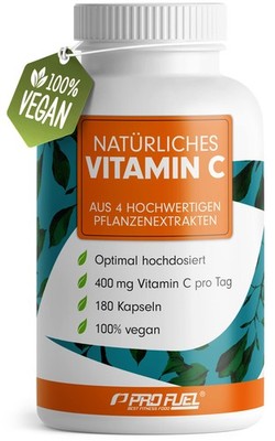 Natürliches VITAMIN C - 180 Kapseln - mit 400 mg Vitamin C 95 g (1er Pack)