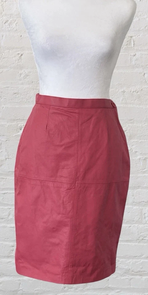 Falda Lápiz De Colección Avon Moda Cuero Rosa Talla 7/8 Barbiecore Suave Niña Era Retro Foto 4 de 4