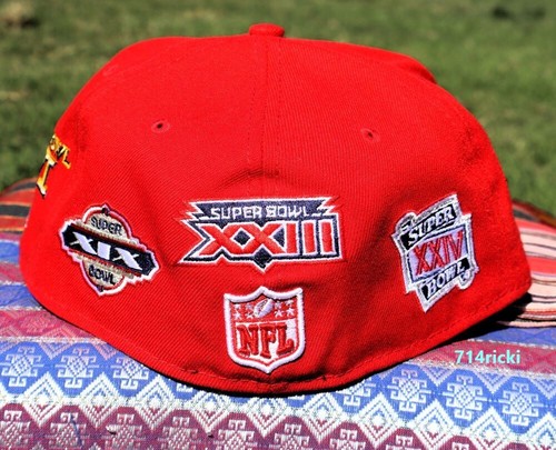 San Francisco 49ers Super Bowl 5X Champions New Era 59FIFTY Fitted Hat Red Gray - Picture 5 of 7