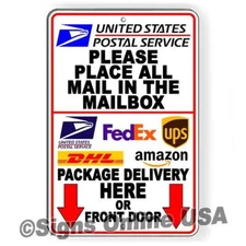 Deliver All Mail To Mailbox Packages Deliver Here Arrows Down Or Front Door Sign