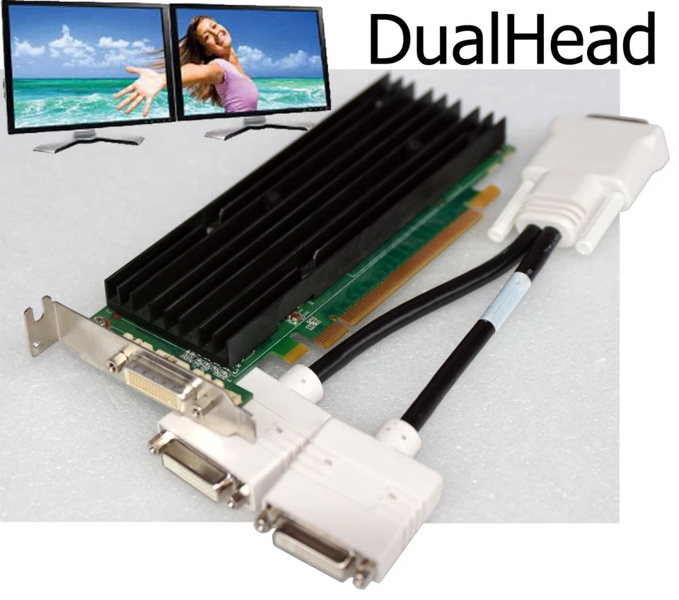 256MB Double Tête 2xDVI Graphiccard Nvidia Quadro NVS290 Pcie Pour Win XP 7 10 - Photo 1/1