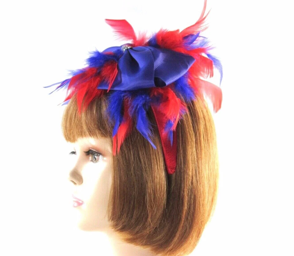 Diadema Pluma Chandelle Sociedad Fascinador Lazo Estrás Sombrero Rojo Dama Foto 3 de 4