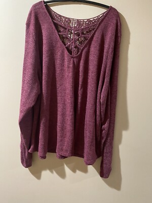 Absolutely Famous Womens Size M  Burgundy Knit Shirt Top Blouse