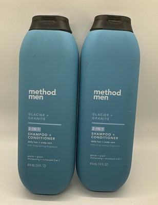 Lot Of 2 Method Men 2 in 1 Shampoo + Conditioner Glacier+Granite 14 fl oz Each