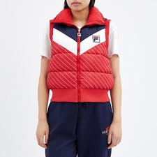 Nwt Fila Julie Puffer Vest Red Sleeveless Full Zip Womens Sz Xl New $110