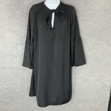 Old Navy Dress L Black Tie Keyhole Flare Sleeves Whimsigoth Dark Fairy Vamp Goth