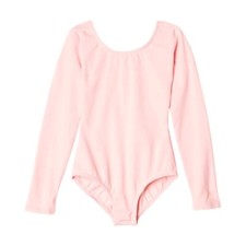 Capezio Childs Leotard Pink Long Sleeve Scoop Neck Bodysuit Dance Size Large New