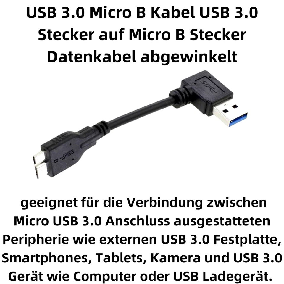 H61 USB 3.0 Micro B Kabel USB 3.0 Stecker auf Micro B Stecker Datenkabel 20cm - Bild 2 von 4