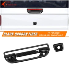 Carbon Fiber Tailgate Door Handle Camera Head Decor Cover For Jeep JT Gladiator