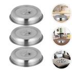 3 Pcs Stainless Steel Dish Cover Plate Cloche Serving Food Frying Pan