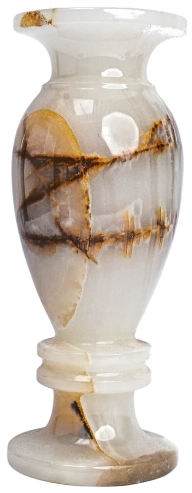 Handmade Antique Flower Vase White Onyx Brown Tone,Height:8", Diameter: 3" -2 pc - Image 4 of 4