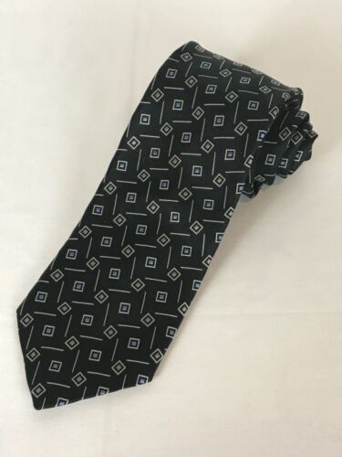 ROBERT TALBOTT Best Of Class Bond Street Tie Silk Made in USA Black Geo 60x4 - Picture 1 of 14