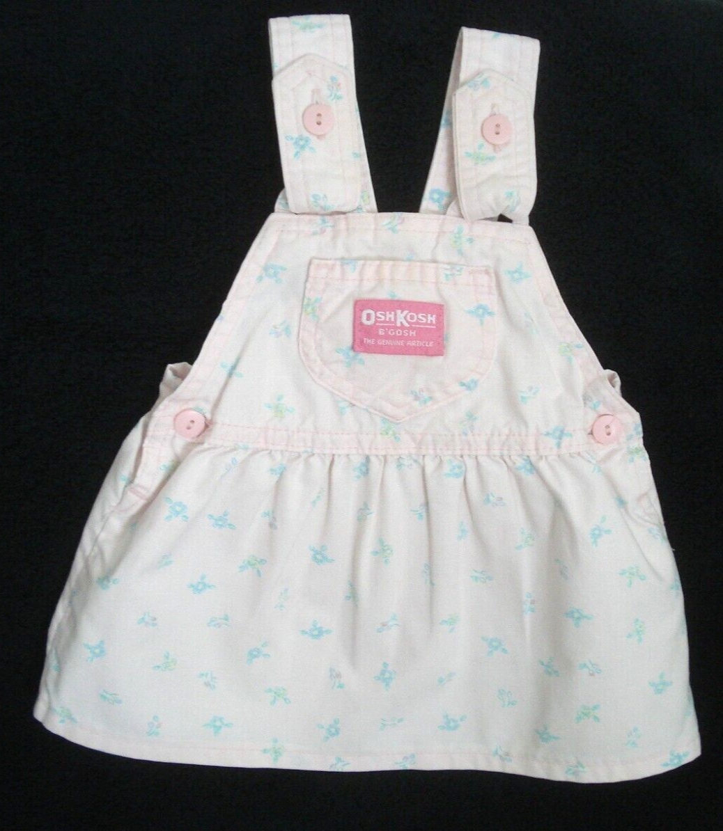 Vintage OshKosh B'Gosh Infant Girl Overall Dress Pink Floral Bow