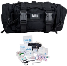 ELITE FIRST AID Rapid Response Bag STOCKED Tactical Medic Trauma Kit Bag BLACK