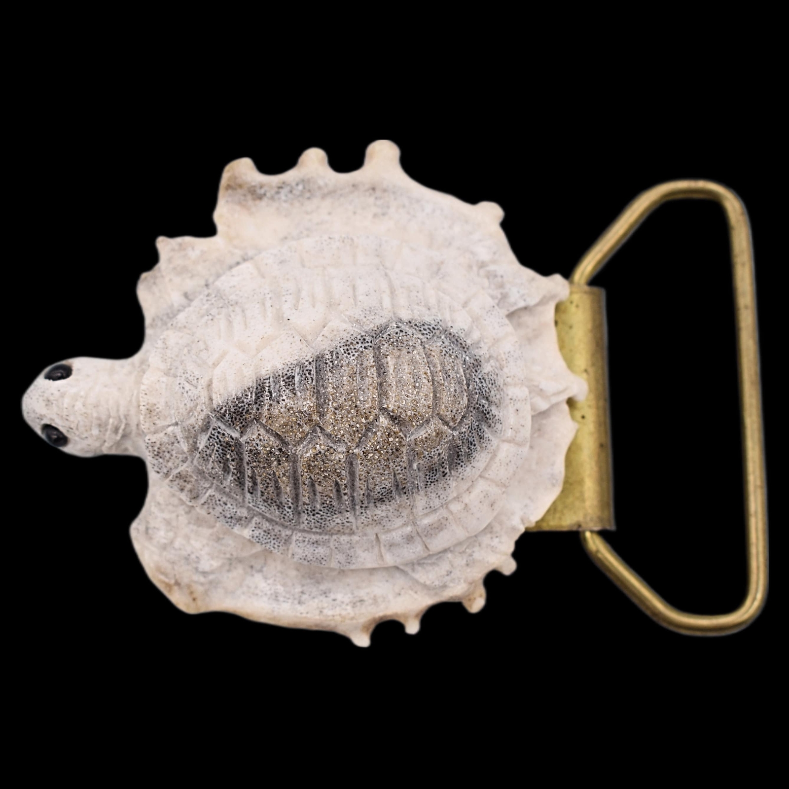 Sea Turtle Antler Carving Vintage Belt Buckle