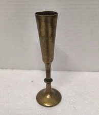 Vintage~Hand Etched~ Brass~Bud Vase ~ Leaf Design ~ 4" Tall~Ornate ~ Home Decor