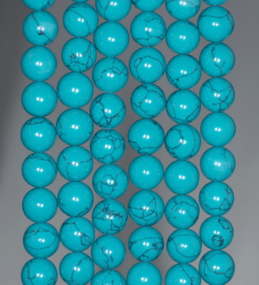 8MM GREEN MATRIX TURQUOISE GEMSTONE ROUND LOOSE BEADS 15.5''