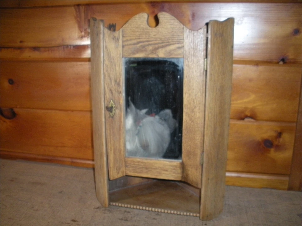 Gabinete colgante de madera hecho a mano vintage / años 20 - 30 / madera de castaño americano Foto 2 de 4