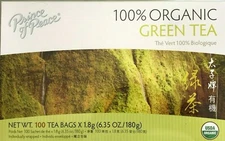 1 Box, Prince of Peace 100% Organic Green Tea, 6.35 Oz / 180g - 100 Tea Bags