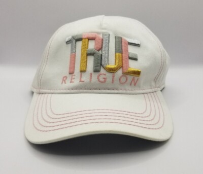 True Religion Women Cotton Pink/Silver Script Baseball Cap Hat