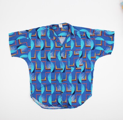 Vintage Rincon Hawaiian Men's Tribe Aztec Waves Illusion Shirt Size Medium