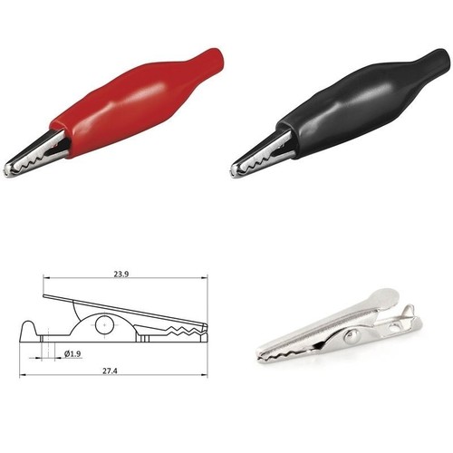 Morsetti A Coccodrillo Isolati - 10 Paia, Acciaio Nichelato, Rosso E Nero