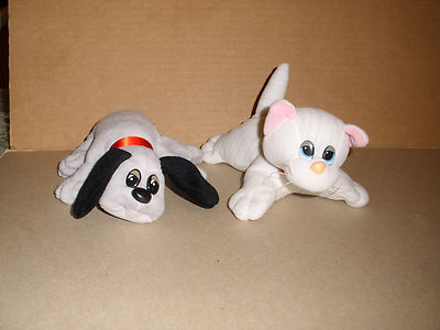 VINTAGE TONKA POUND PUPPIES 1986 GRAY PUPPY AND GRAY STRIPE CAT PLUSH 7 1/2 IN