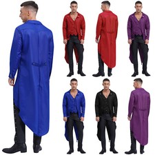 US Men's Coat Steampunk Tailcoat Fancy Jacket Magician Blazers Swallowtail Props