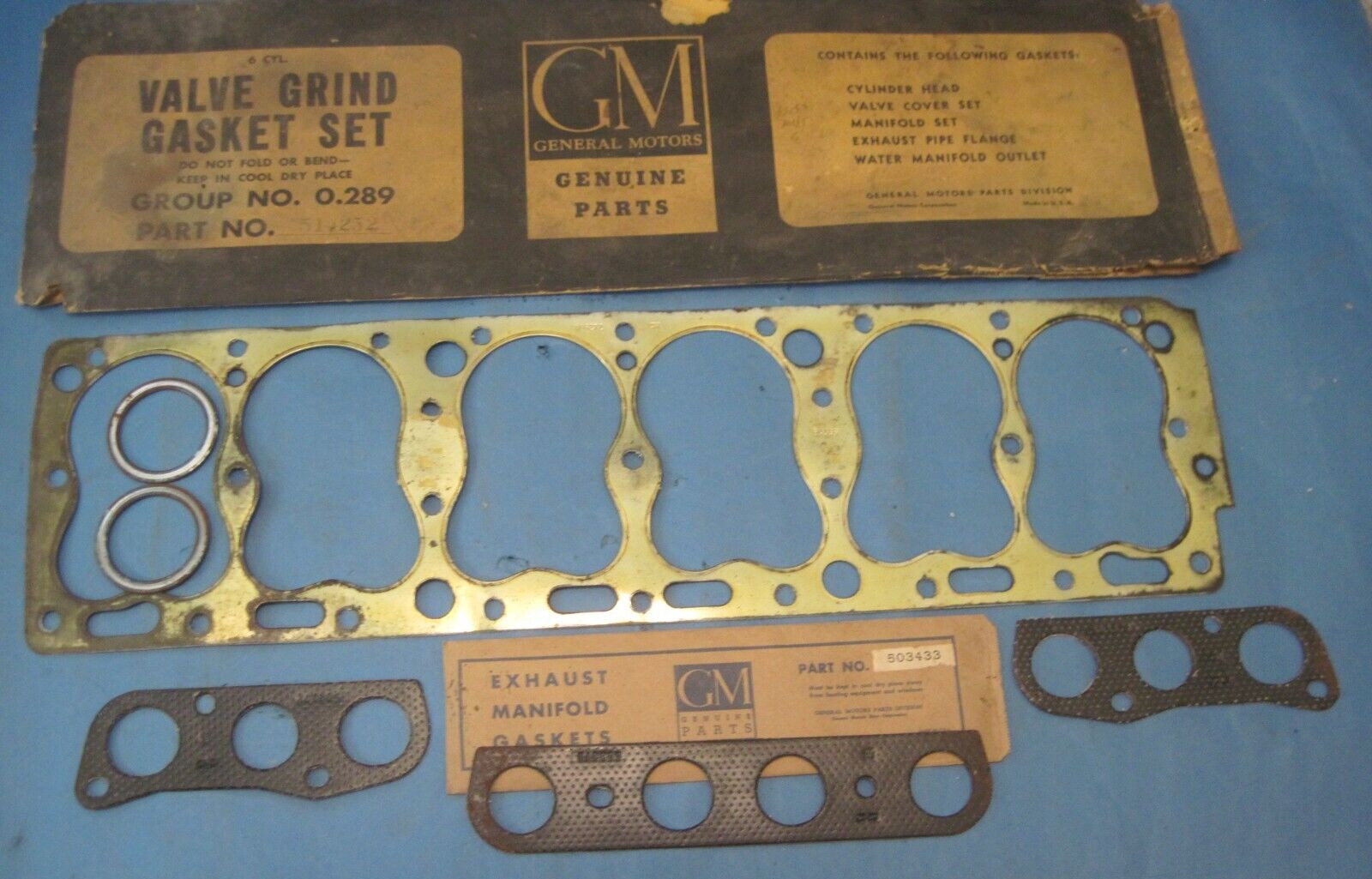 new old stock valve grind gasket set (partial) 1935-1952 Pontiac 6 cylinder