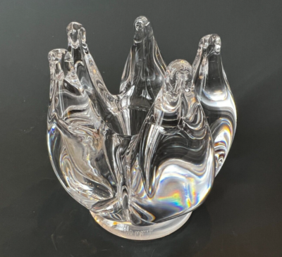 Kosta Boda Heavy Crystal Stylized Flower Tulip Candle Holder