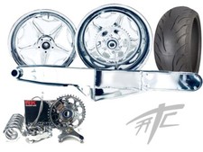 240 FAT TIRE KIT CHROME SPEED STAR WHEELS CHROME ARM 09-20 SUZUKI GSXR 1000