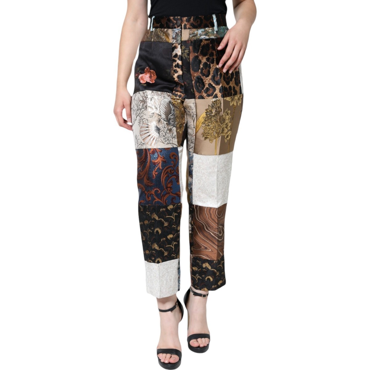 DOLCE & GABBANA Pants Multicolor Patchwork Jacquard High DOLCE & GABBANA Pants Multicolor Patchwork Jacquard High