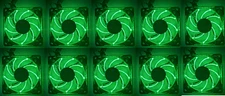 Enermax 80mm x 25mm Twister Bearing Green LED Computer Case 3-pin Fan, Set of 10
