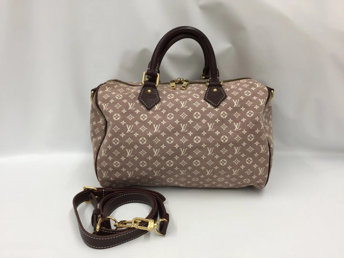 Auth Louis Vuitton Monogram Mini Lin Purple Speedy 30 2 way Hand Bag  1C090020n