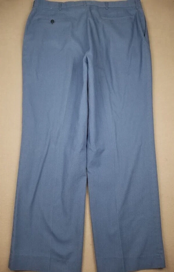Calça Haggar Chino Masculina 40x30 Azul Casual Uso Liso Mistura de Poliéster Anos 80 Vintage  - Imagem 3 de 4