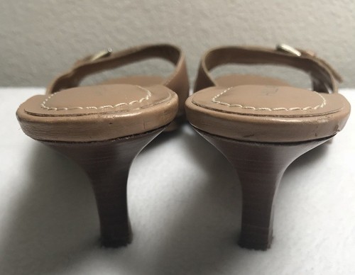 Hillard & Hanson Dena women Slip on Open toe Tan Heels Leather size 6M L626 - Picture 4 of 10