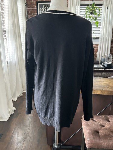 LAUREN RALPH LAUREN Bullion-Patch Cardigan Black Size Small Academia Classy - Picture 6 of 10