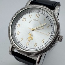 Accutime U.S. Polo Assn. Quartz Watch Men 44mm Silver Japan Analog New Battery